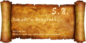 Sabján Nikolett névjegykártya