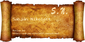 Sabján Nikolett névjegykártya